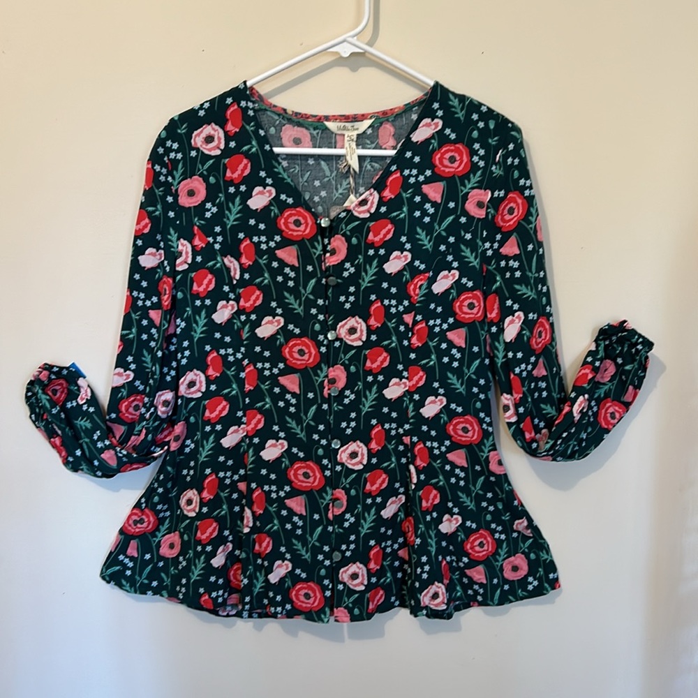 NWT Matilda Jane Top Women’s Small Floral Blouse Shirt Flared Cottagecore New - Picture 2 of 11